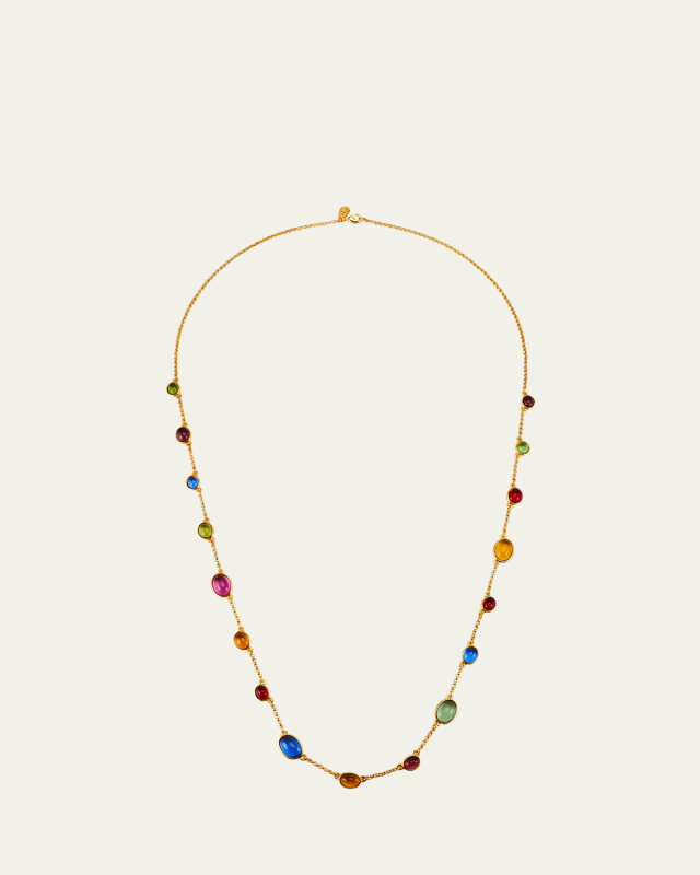 24K Yellow Gold Multi-Stone Wrap Station Necklace